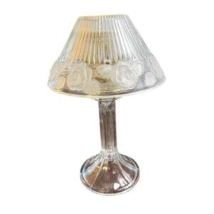 Vintage Tall Large Candle Fairy Courting Lamp Lead Crystal Floral Royal Limited